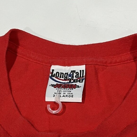 Vintage Jensen Activewear Long Tall Tee Red Basic Cotton Shirt Men Size 3XL - Picture 6 of 12